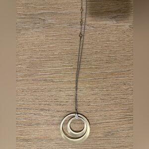 Alexis Bittar Lucite Double Circle Pendant Necklace - Silver